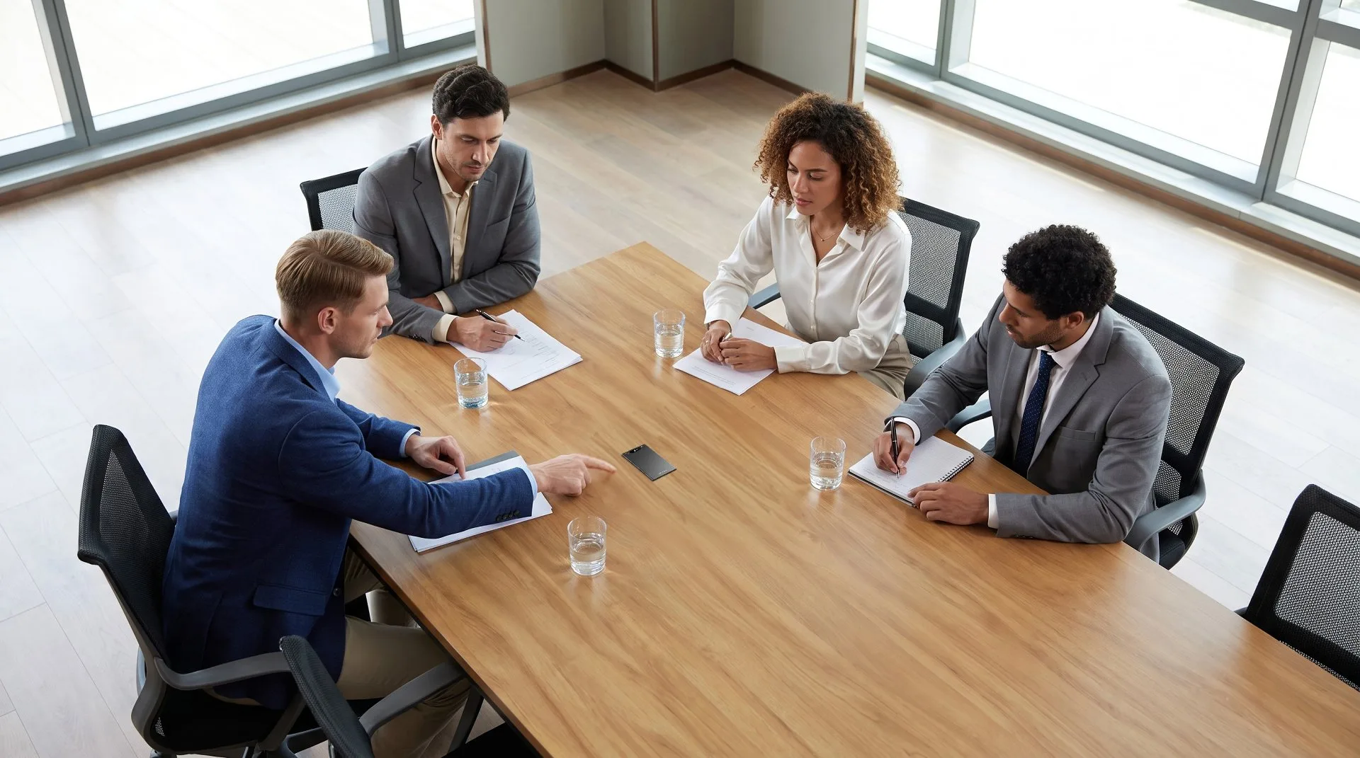 A team meeting around a table — the everyday conversations LYNSE is built to capture